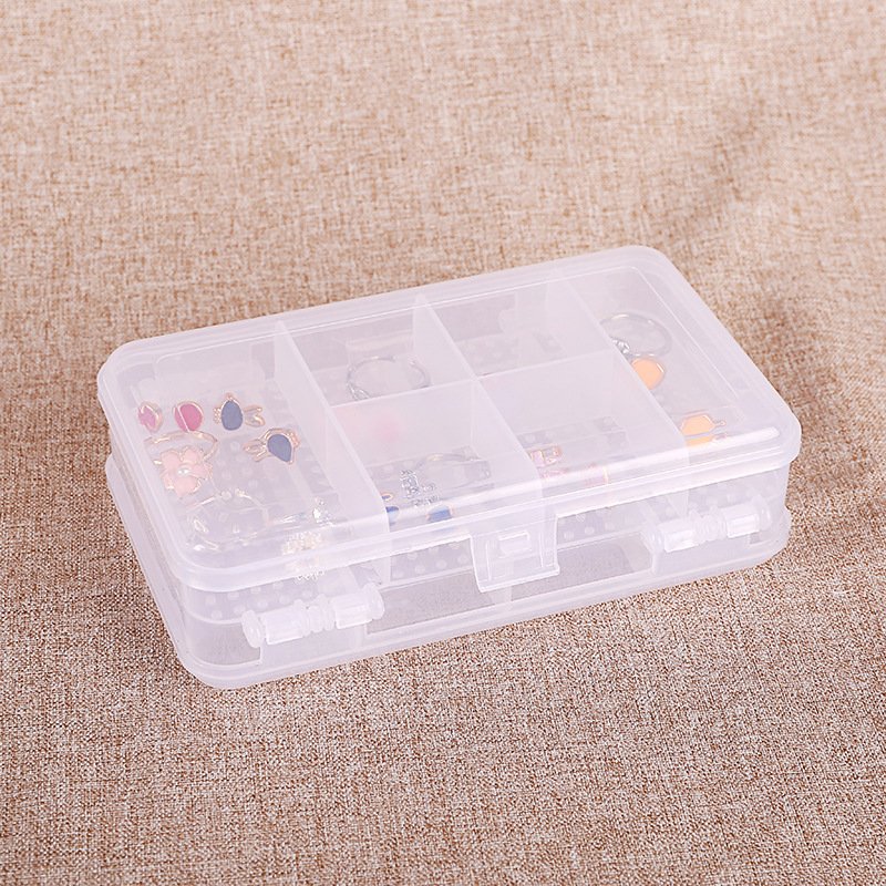 Foldable 2 side 10 grid medicine box plastic transparent storage box jewelry toy organizer for student