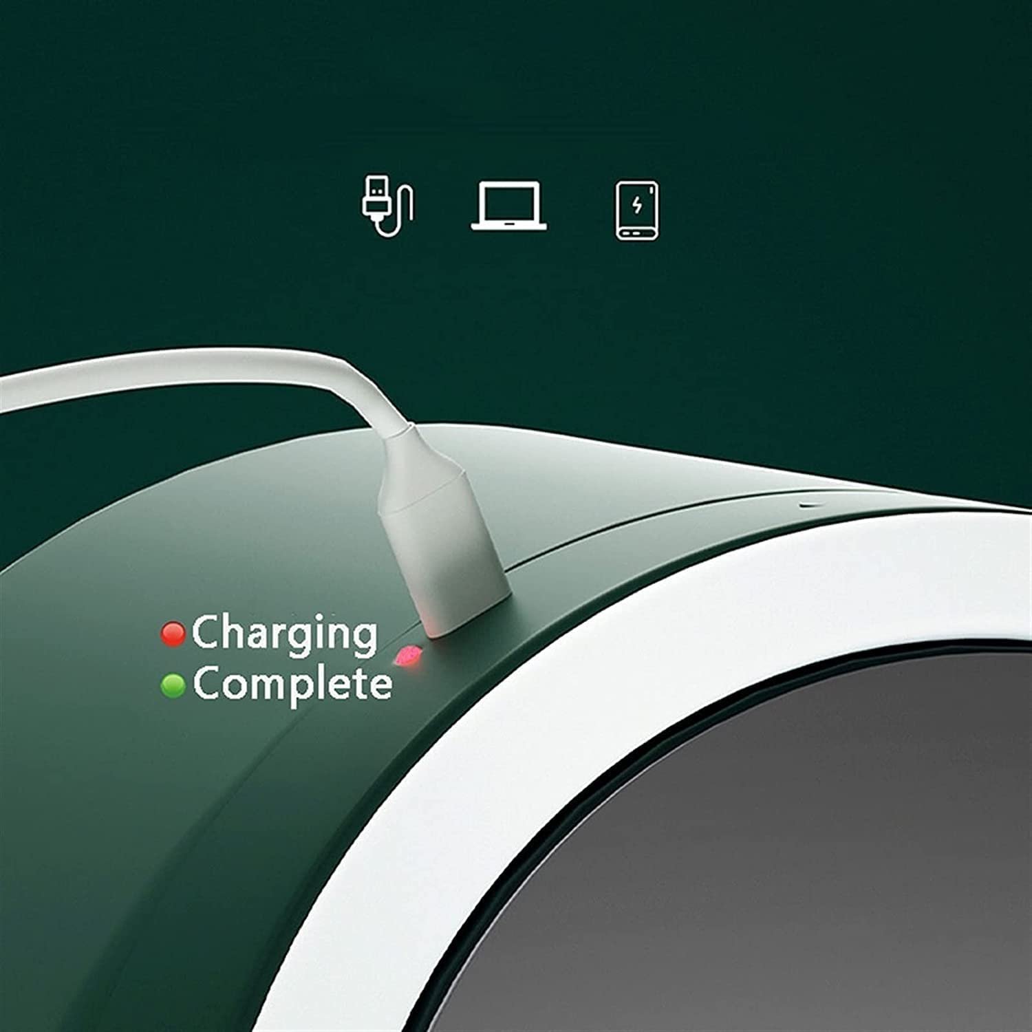Countertop Multifunctional Storage Box Cosmetic Mirror Organizer with Fan and 360 Rotating LED Mirror