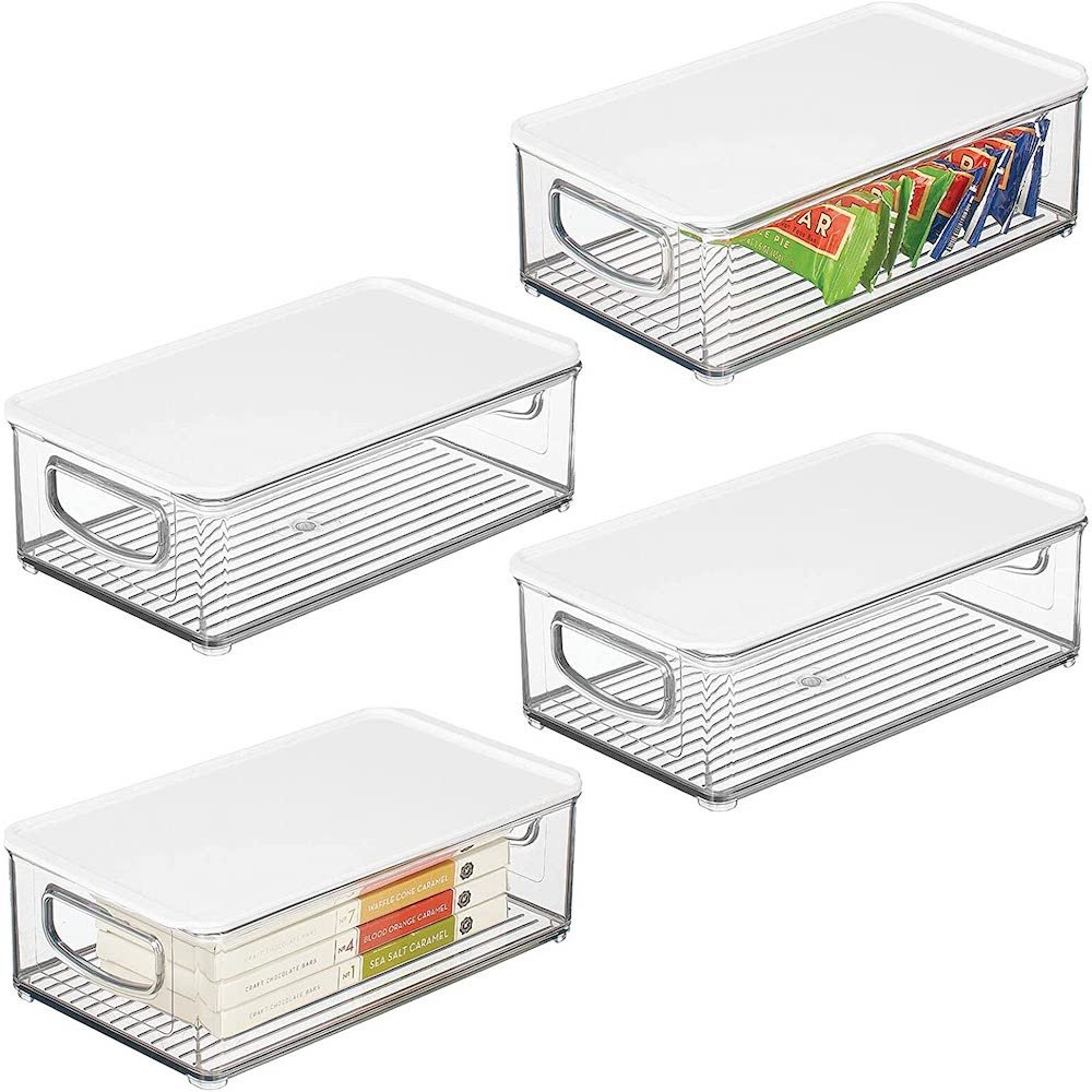 Plastic Stackable Kitchen Pantry Cabinet Storage Container Refrigerator Food Storage Box with Lid