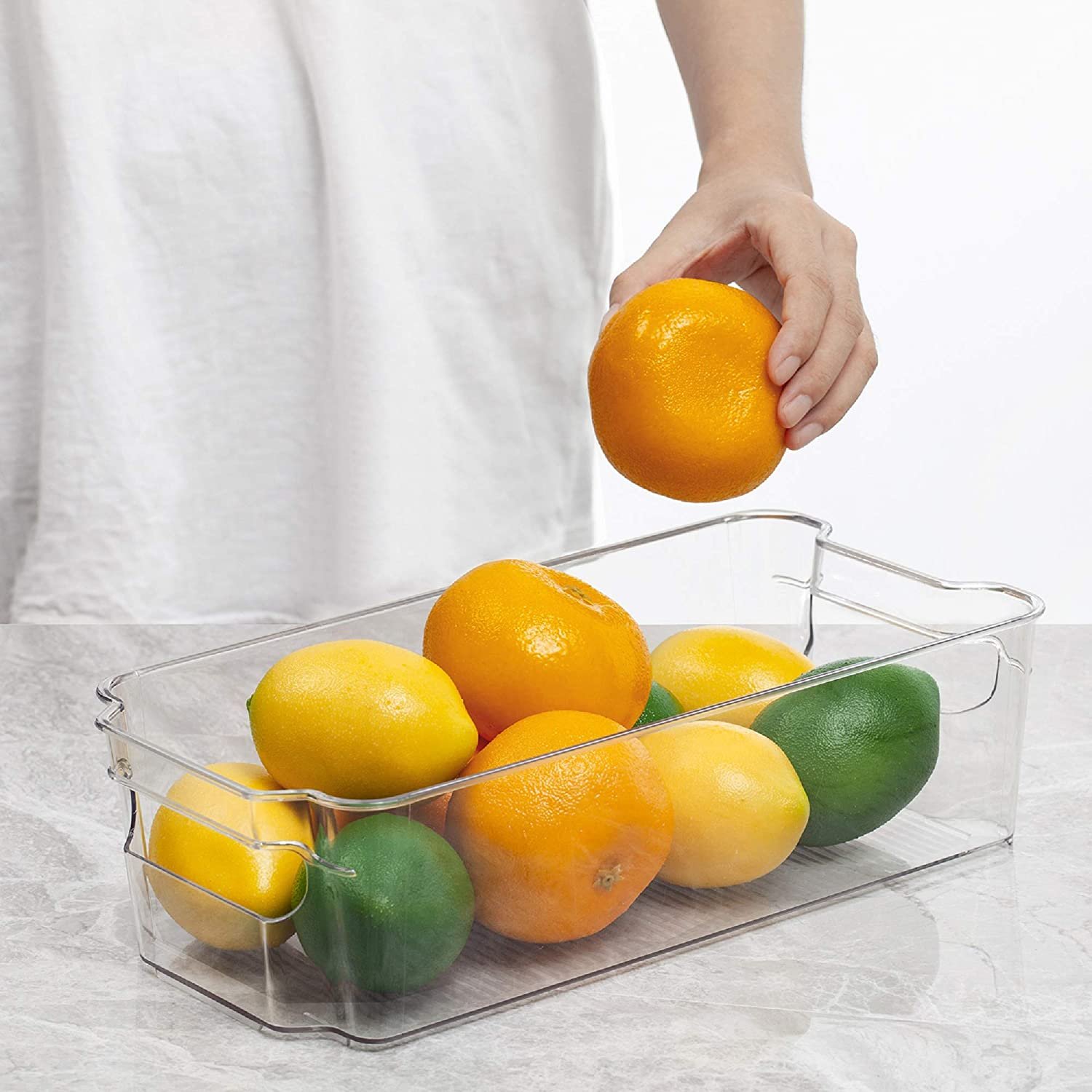 Plastic Stackable Kitchen Pantry Cabinet Storage Container Refrigerator Food Storage Box with Lid