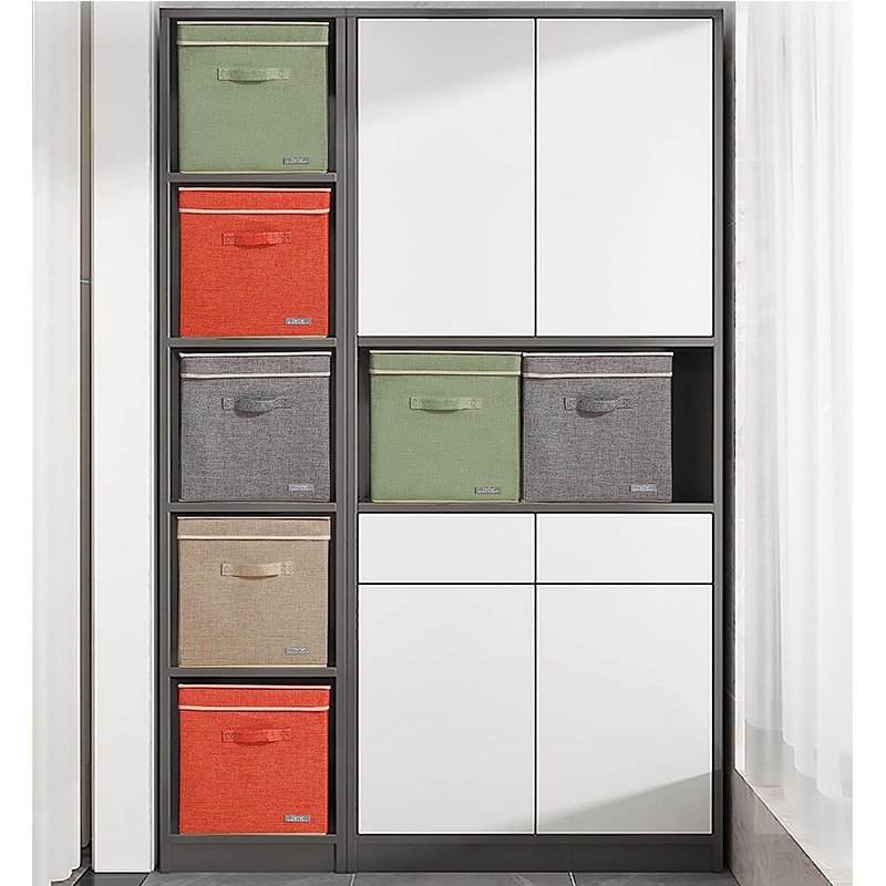13'' Cube Foldable Fabric Storage Box with Lid 40L Foldable Clothes Closet Organizer Linen Collapsible Storage Bin with Handles