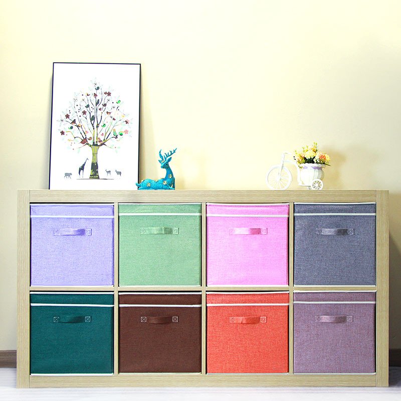 13'' Cube Foldable Fabric Storage Box with Lid 40L Foldable Clothes Closet Organizer Linen Collapsible Storage Bin with Handles