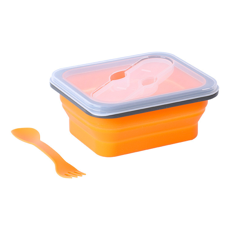 Microwave-Airtight Lunch Boxes Collapsible Silicone Food Storage Containers Lids Newborns School Includes Spoon Food Grade