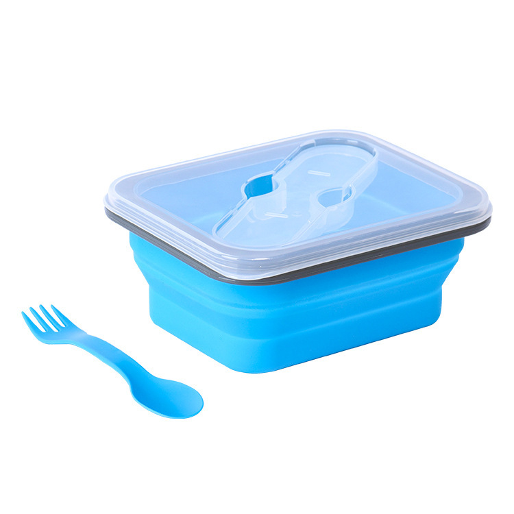 Microwave-Airtight Lunch Boxes Collapsible Silicone Food Storage Containers Lids Newborns School Includes Spoon Food Grade
