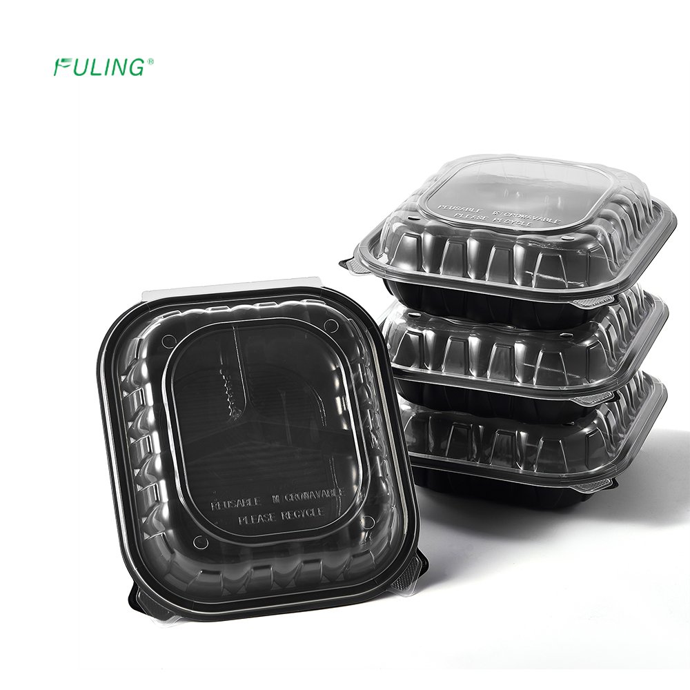 FULING Factory 3 Compartments 9x9 Inch to go boxes for food take away clamshell take out container