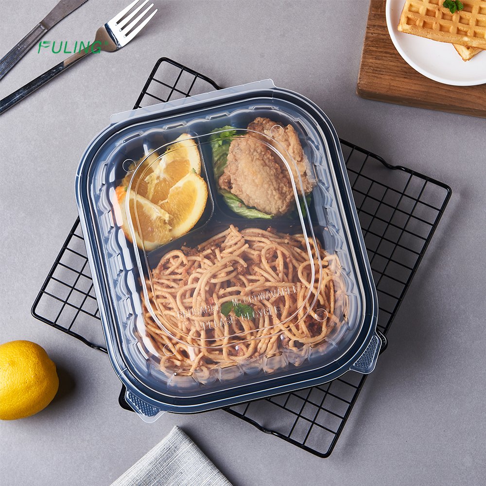 FULING Factory 3 Compartments 9x9 Inch to go boxes for food take away clamshell take out container