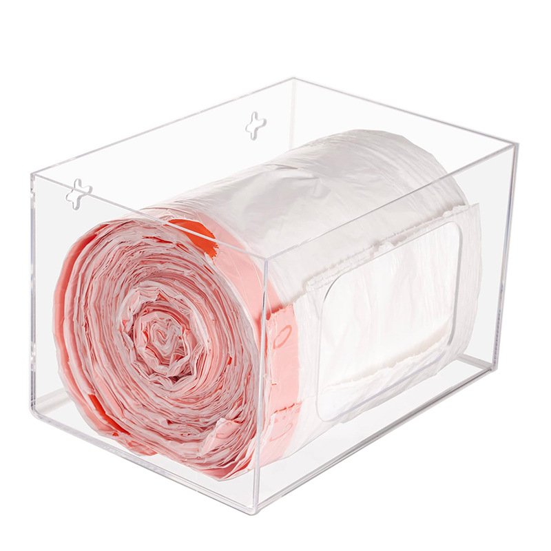 Acrylic Trash Bag Dispenser Roll Holder, Plastic Bag Dispenser For Kitchen Garbage Bag Storage Box