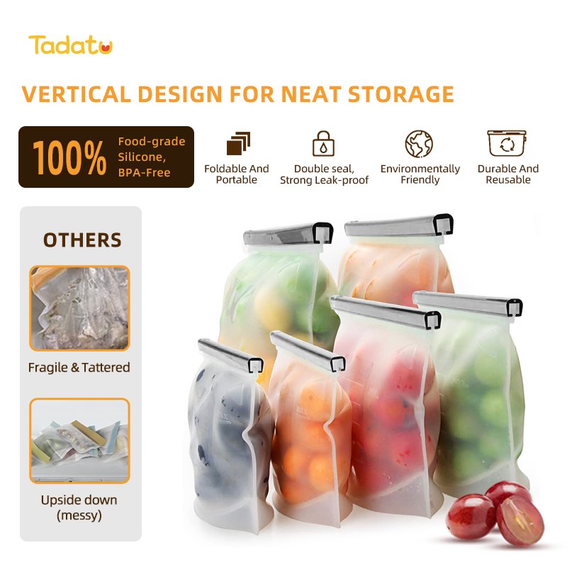 Platinum Silicone Reusable Breastmilk Sandwich Zipper Bag Fresh Food Freezer Bag Silicone Food Storage Bag