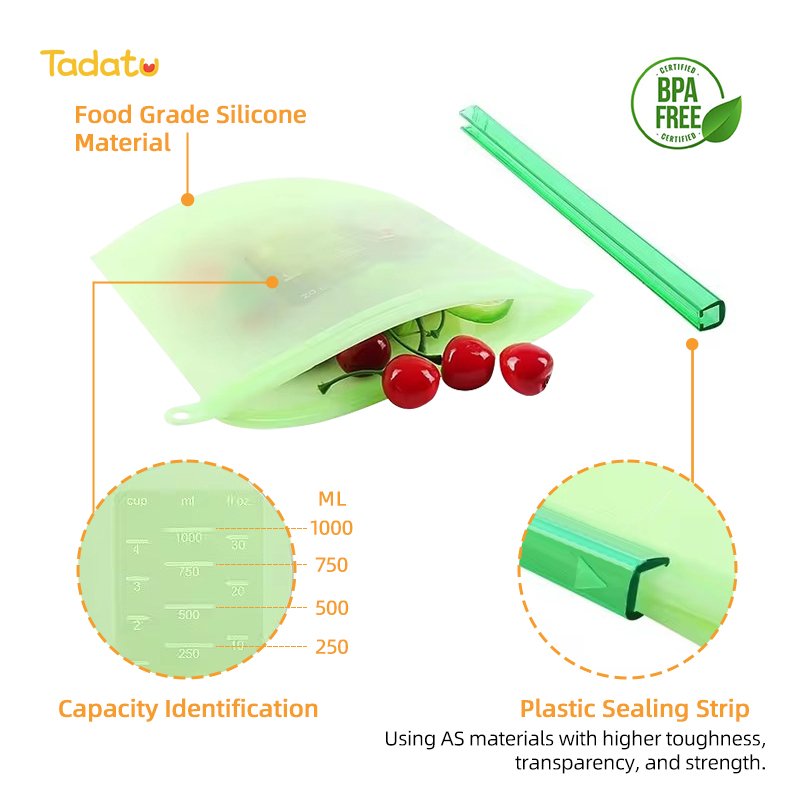 Platinum Silicone Reusable Breastmilk Sandwich Zipper Bag Fresh Food Freezer Bag Silicone Food Storage Bag