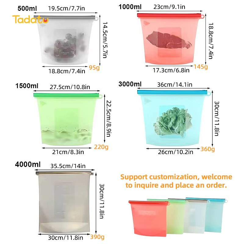 Platinum Silicone Reusable Breastmilk Sandwich Zipper Bag Fresh Food Freezer Bag Silicone Food Storage Bag