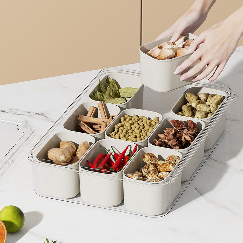 Divided Snack Serving Tray with Lid and Handle travel Snackle Box Container Portable Food Storage Box Have Compartment