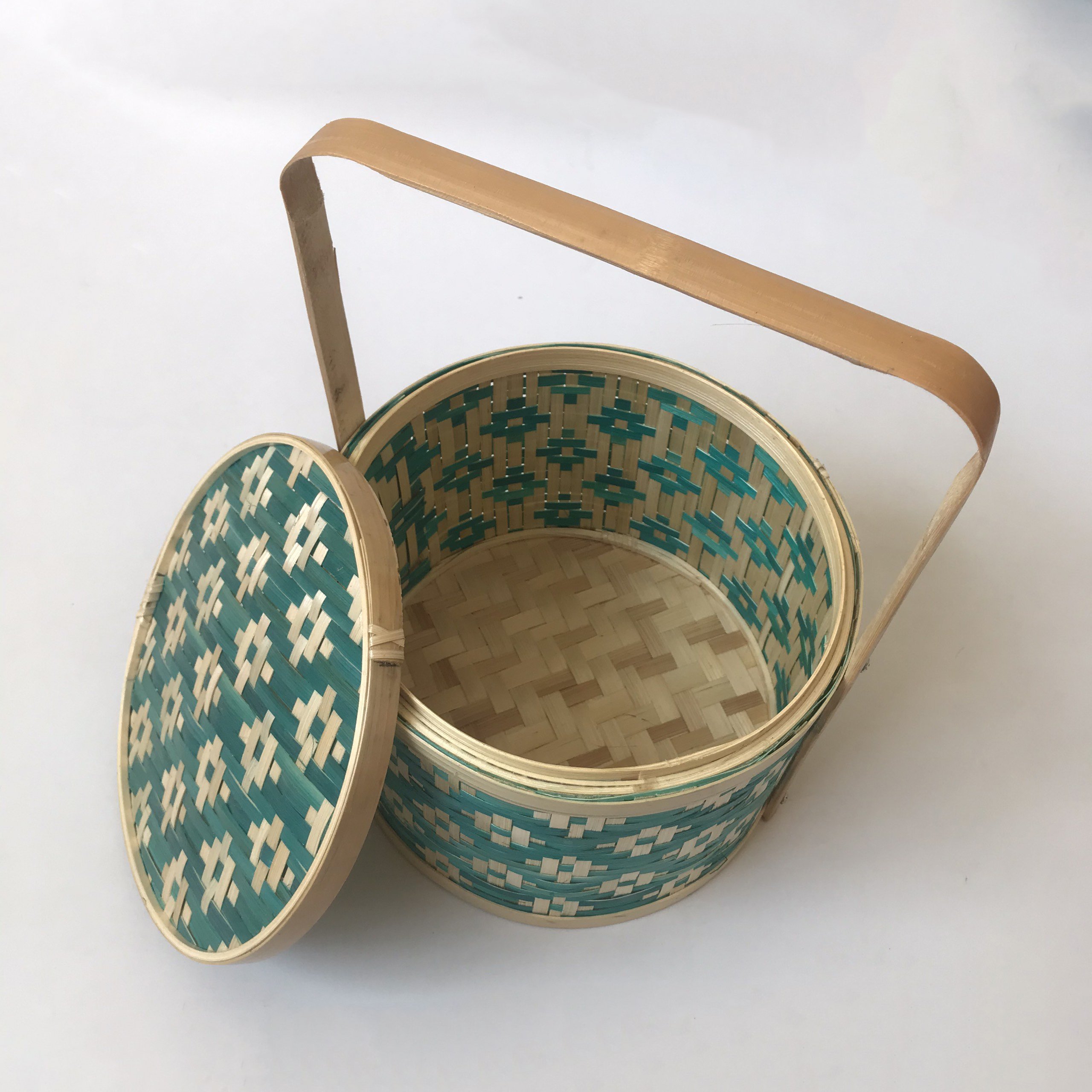 Vintage box with bamboo lid Woven Storage Basket for Lunch Food Tea Gift Candy Box lunch boxes food storage & container