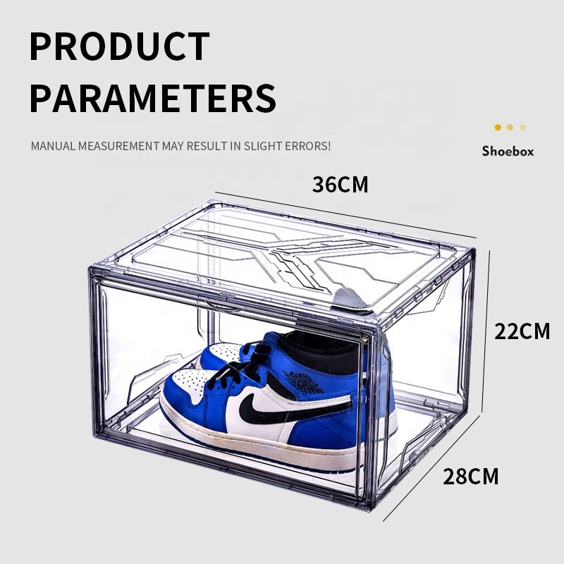 Wholesale Plastic Side Drop Drawer Stackable Sneaker Shoebox Acrylic Shoe Storage Box Magnetic Transparent