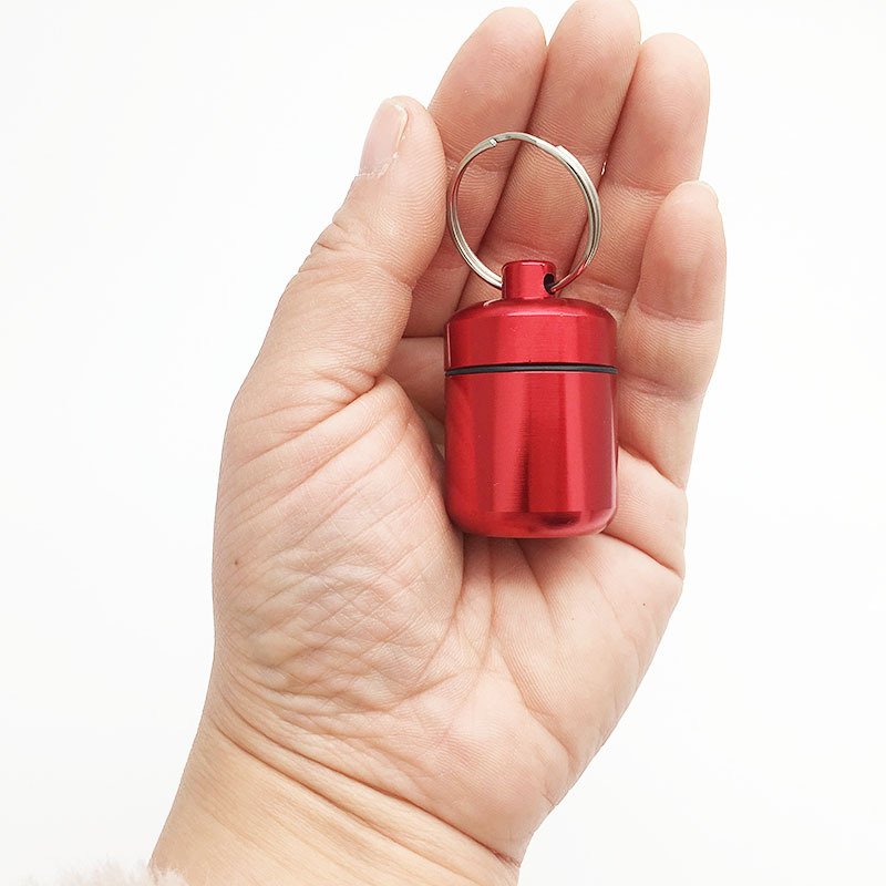2024 WN Waterproof Durable Aluminum Mini Pill Box Classic Design Medicine Container Keychain for Kitchen Use & Food Storage
