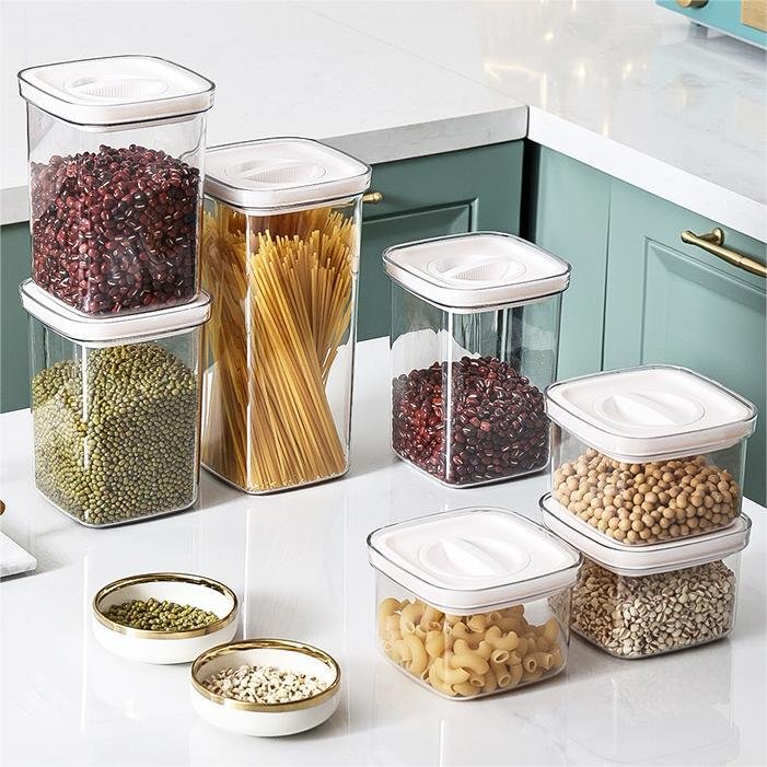 Choice Fun Food grade large moisture-proof sealed tank kitchen transparent square grain storage tank Clean Food Storage