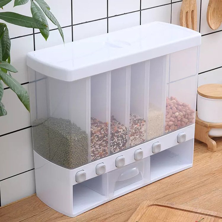 10L Kitchen Food Storage Box Plastic cereal Dispenser Storage Box Compartment Sealed Food Grain Rice Container