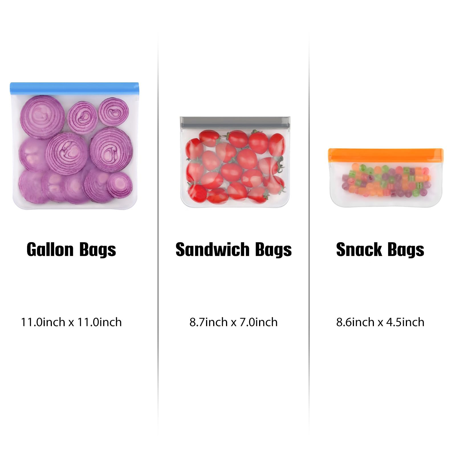 PEVA BPA Free Silicone Food Bag Freezer Reusable Leakproof Meat Fruit Snacks Vegetable Storage Bag Refrigerator Safe