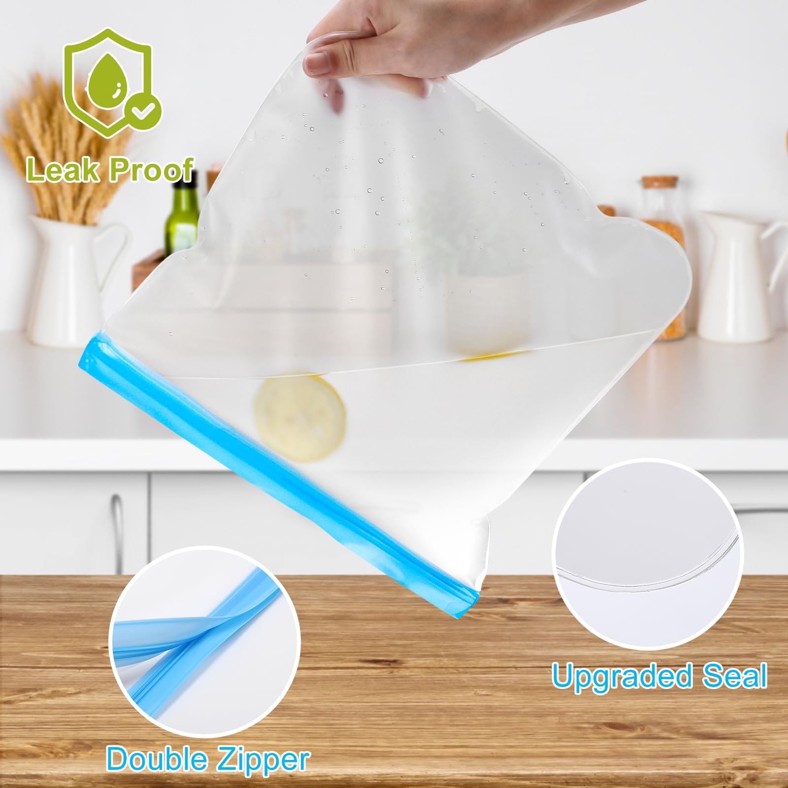 PEVA BPA Free Silicone Food Bag Freezer Reusable Leakproof Meat Fruit Snacks Vegetable Storage Bag Refrigerator Safe