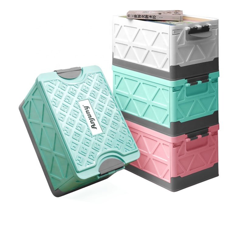 Anjuny Household Collapsible Clothes Box Foldable Plastic Storage Box for Organized Camping