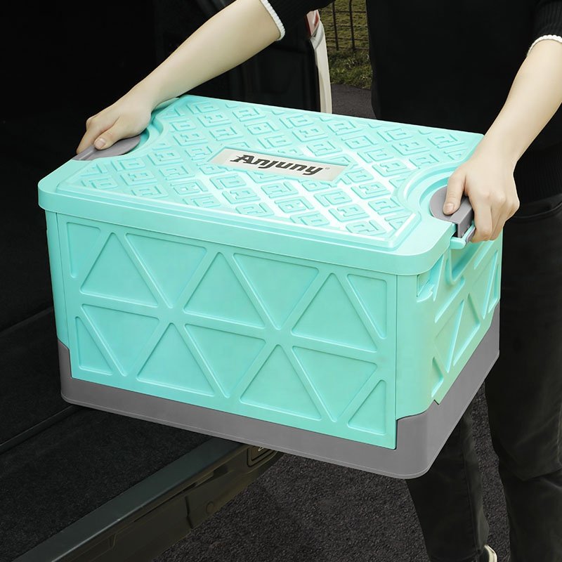 Anjuny Household Collapsible Clothes Box Foldable Plastic Storage Box for Organized Camping
