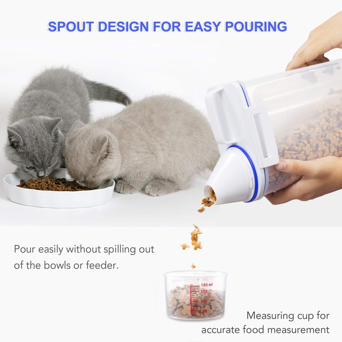 Small Airtight Food Storage Jar with Pour Spout Seal Buckles Pet Food Container for Dogs and Cat Food Storage with Lids
