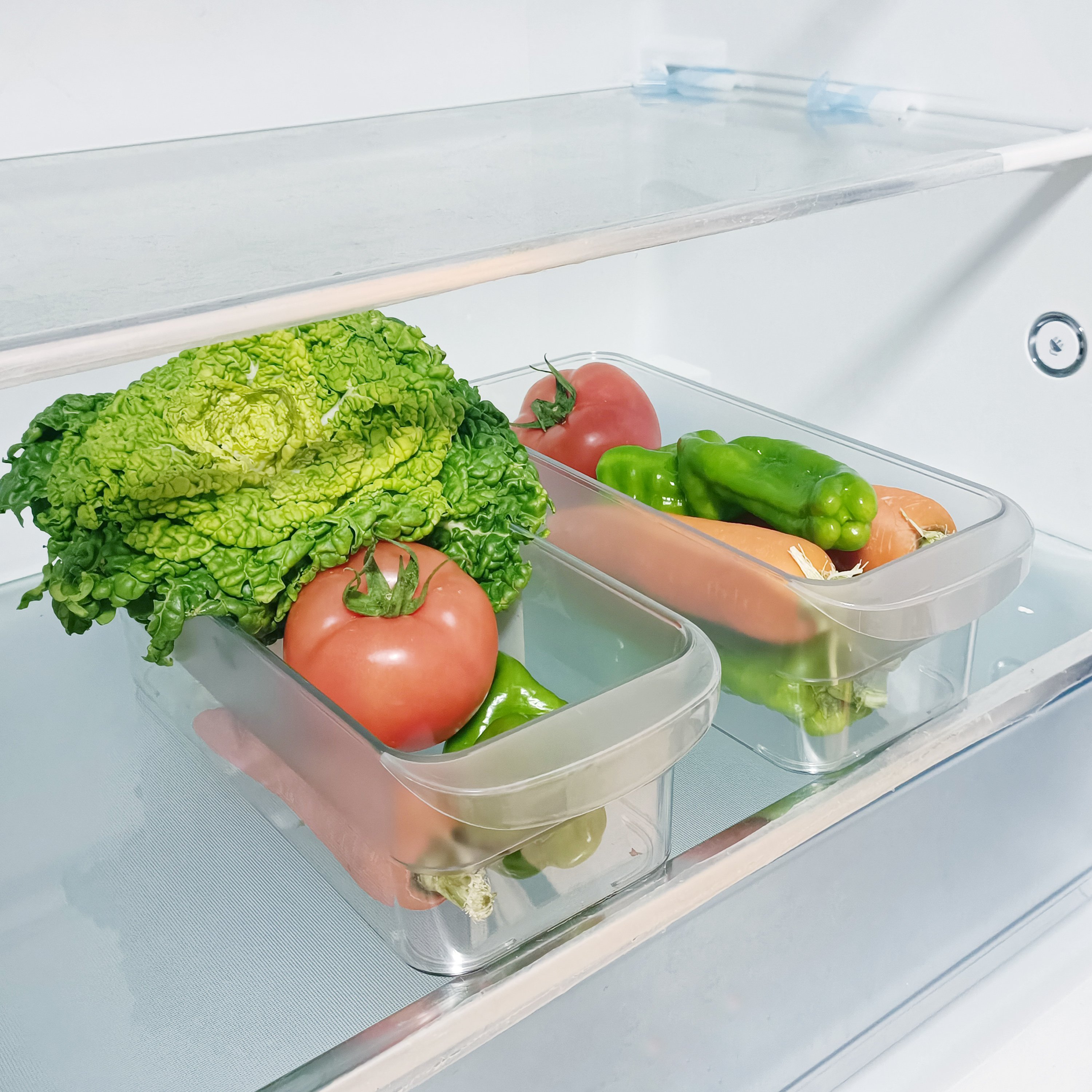 Hot Sale Kitchen PET Pantry Fridge Storage Box Clear Stackable Ref Organizer With Lid