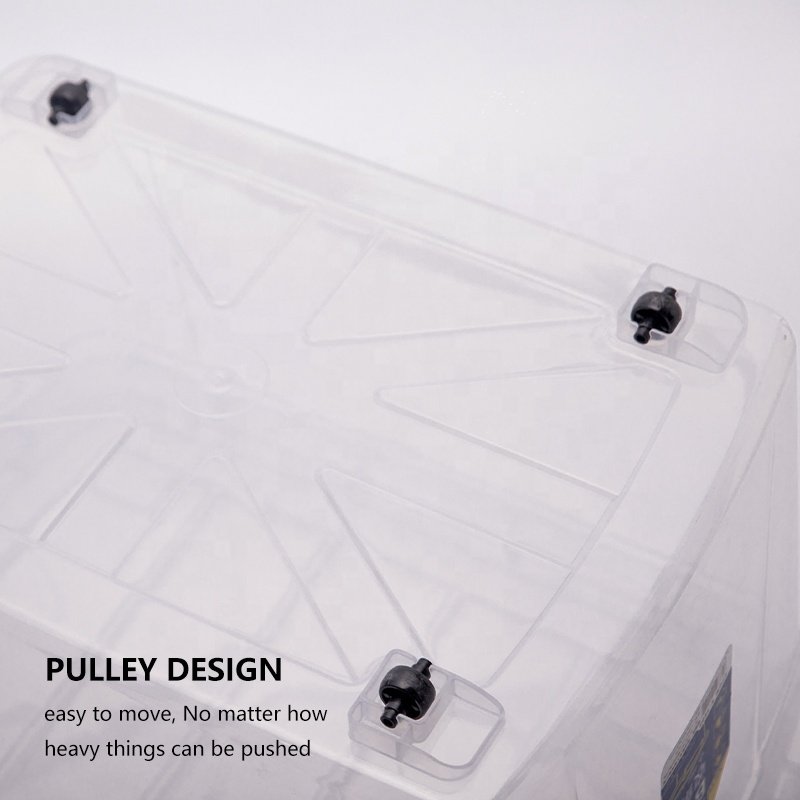 Home PP Multifunction Big Heavy Duty Clear Large Organizer Stackable Transparent Plastic Cloths Storage Box With Wheels