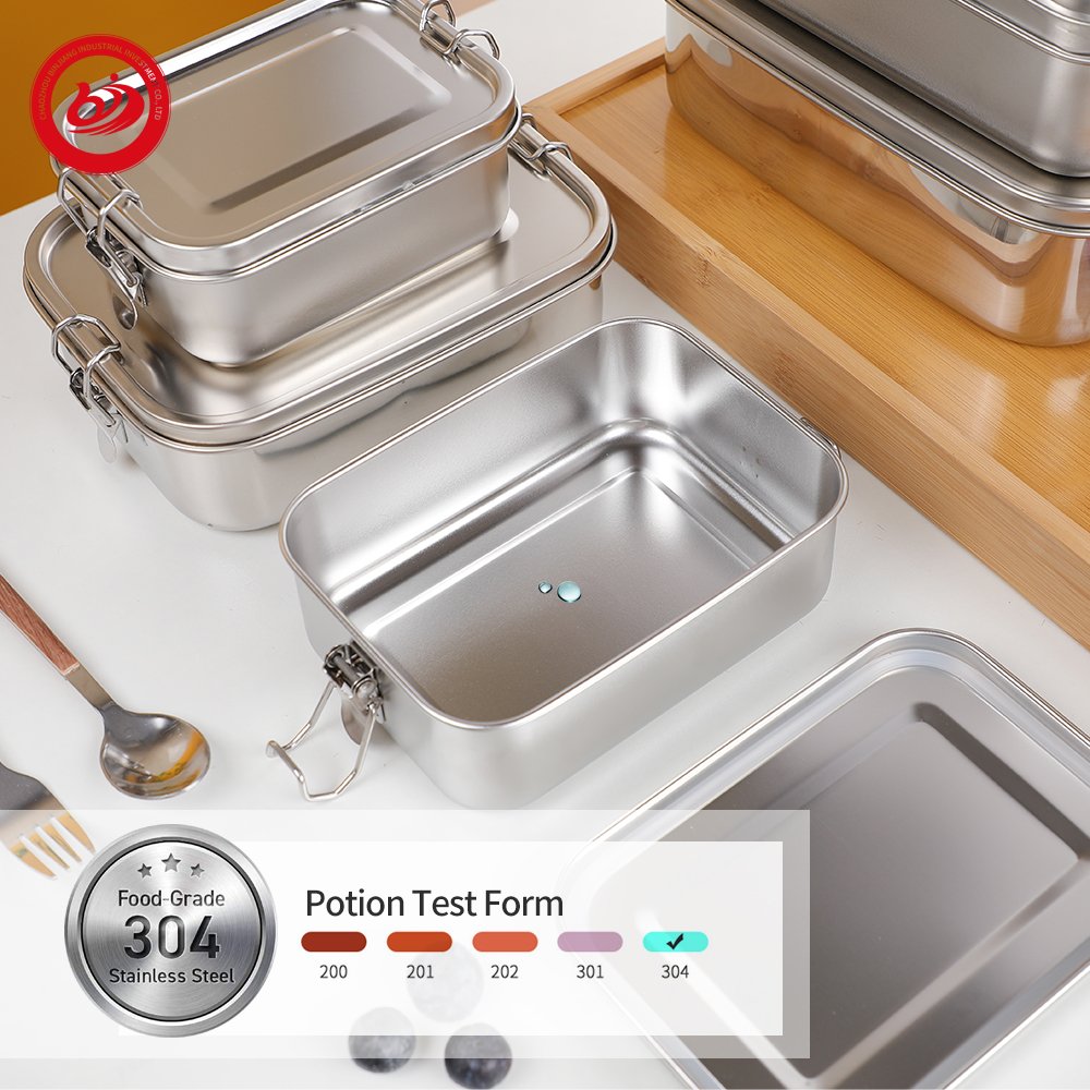 European style Recycle eco-friendly 18/8 vacuum leak proof storage food container custom bento box with wrap cutlery inner box