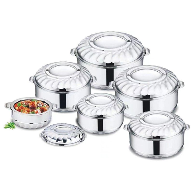 6PCS pot sets all-steel double insulated casserole food warmer bucket with lid fresh box