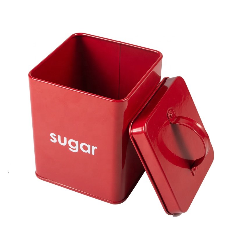 Farmhouse metal Kitchen Counter Square Tin food storage Tight Sealed Lids tea coffee sugar canister set of 3