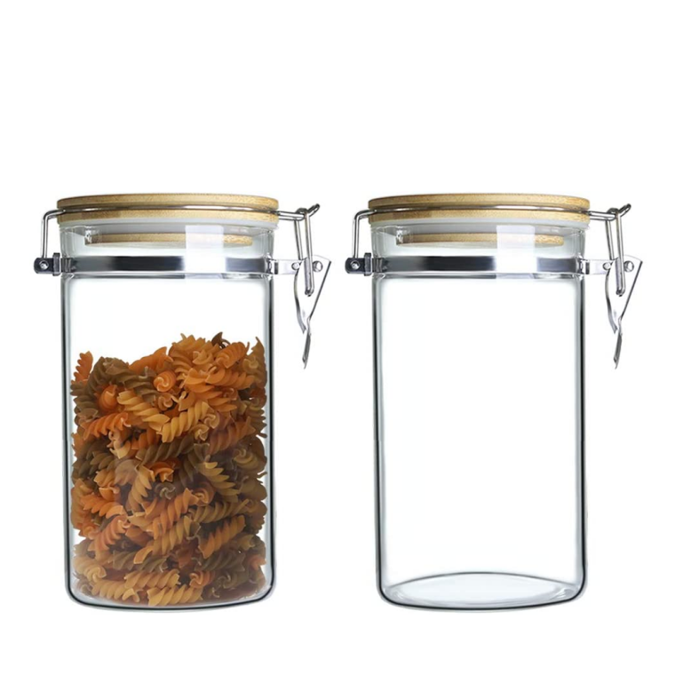 Airtight Glass Canister Set with Lids Food Storage Jar Storage Container with Clear Preserving Seal Wire Clip