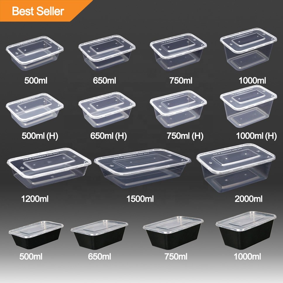 Hot Selling Custom Clear Rectangular Disposable Microwaveable Lunch Box,Plastic Food Container With Lid