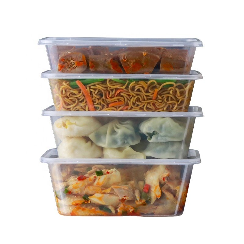Hot Selling Custom Clear Rectangular Disposable Microwaveable Lunch Box,Plastic Food Container With Lid