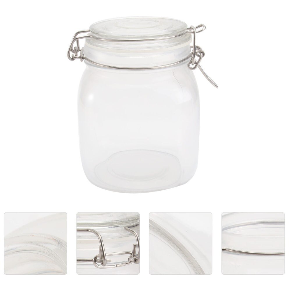 Modern Large Wide Mouth Glass Mason Jars with Hinged Lids Airtight Leak-Proof Rubber Gasket Shape Spices Condiments Container