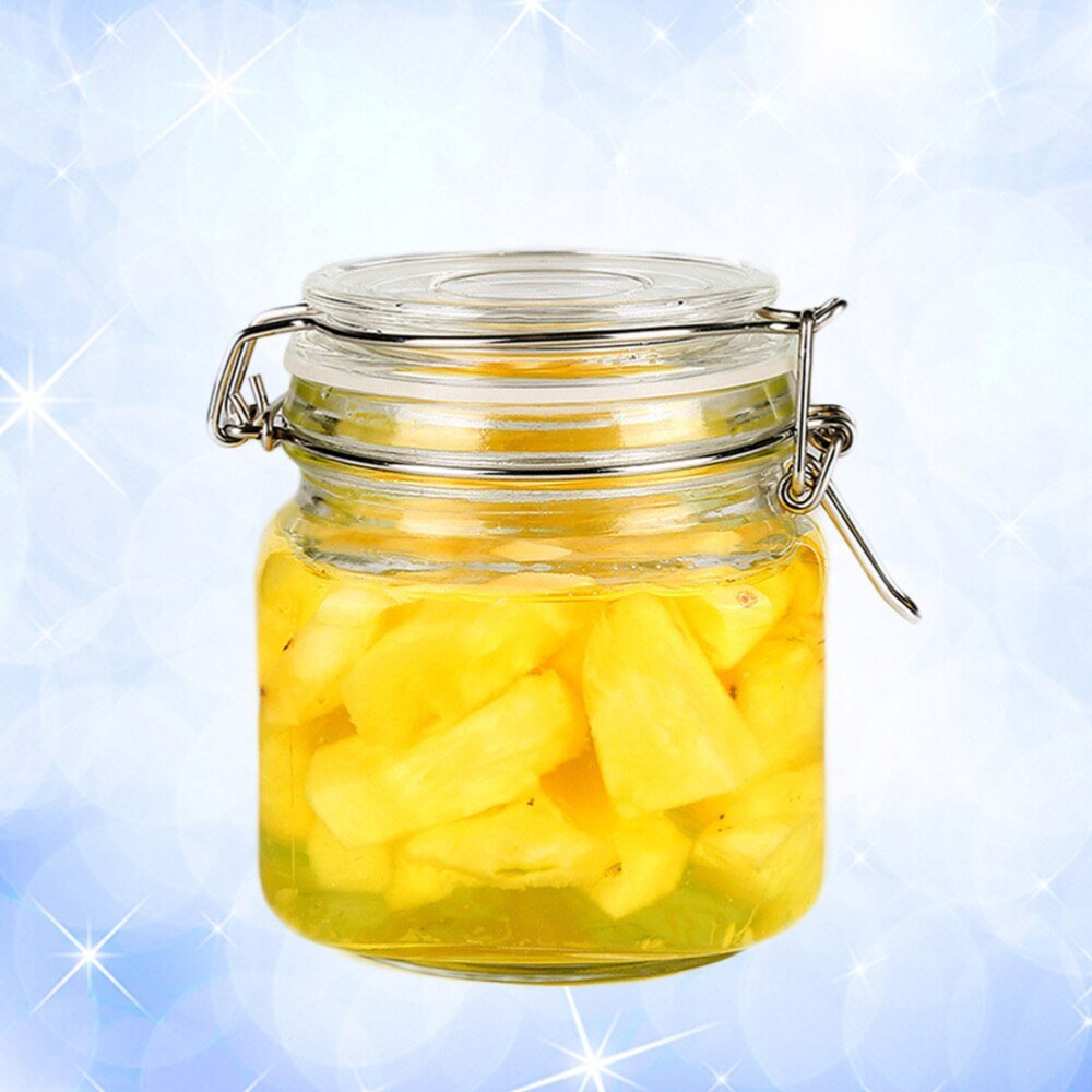 Modern Large Wide Mouth Glass Mason Jars with Hinged Lids Airtight Leak-Proof Rubber Gasket Shape Spices Condiments Container