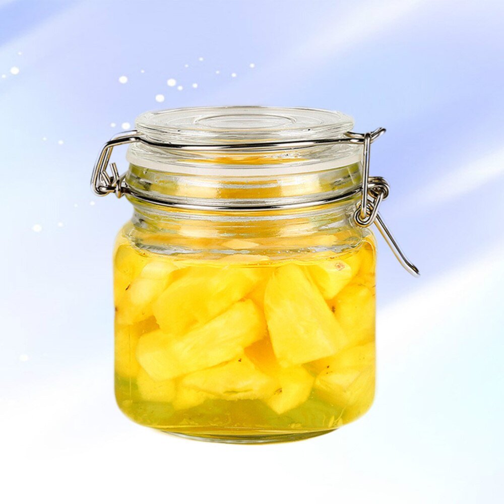 Modern Large Wide Mouth Glass Mason Jars with Hinged Lids Airtight Leak-Proof Rubber Gasket Shape Spices Condiments Container
