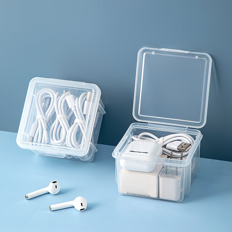 Transparent plastic multifunctional digital accessory storage box, resistant to pressure and falling