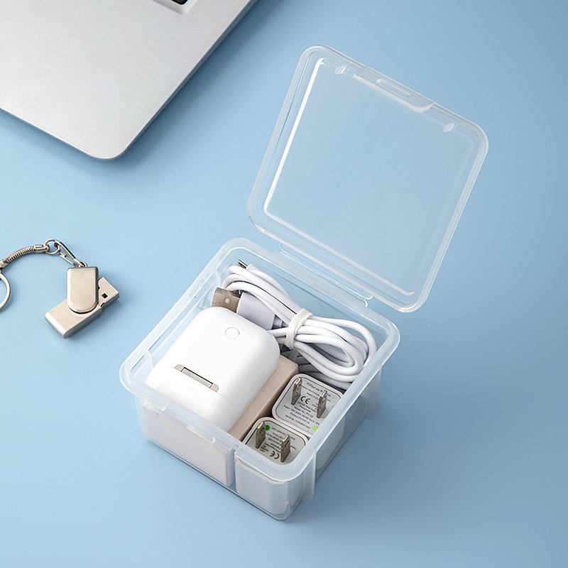 Transparent plastic multifunctional digital accessory storage box, resistant to pressure and falling