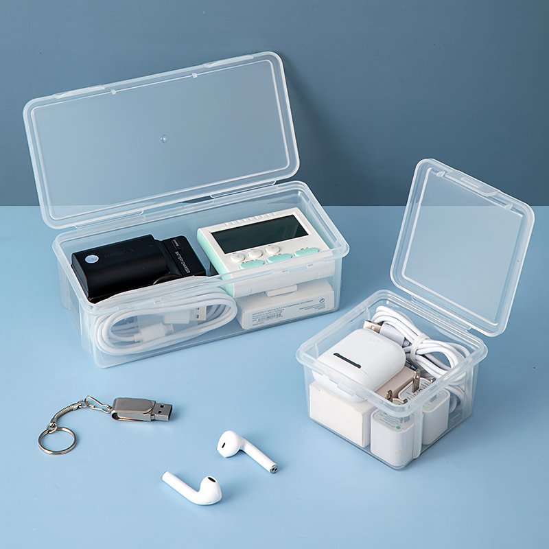 Transparent plastic multifunctional digital accessory storage box, resistant to pressure and falling