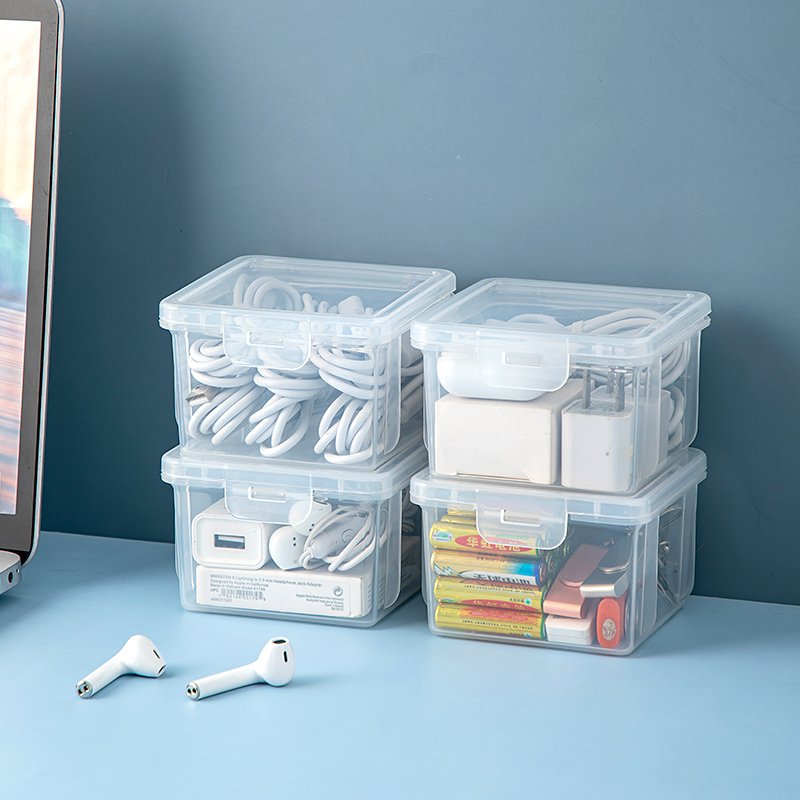 Transparent plastic multifunctional digital accessory storage box, resistant to pressure and falling