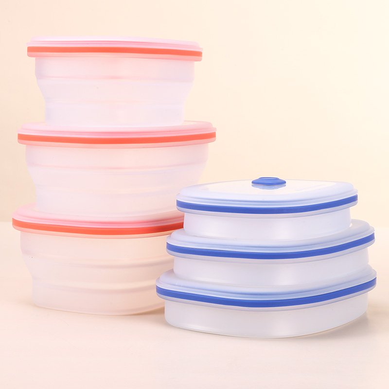 Wholesale BPA Free Collapsible Bowl Food Grade Silicone Foldable Food Storage Container Set Silicone Lunch Box