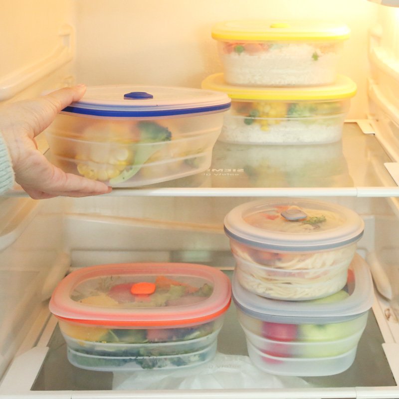Wholesale BPA Free Collapsible Bowl Food Grade Silicone Foldable Food Storage Container Set Silicone Lunch Box