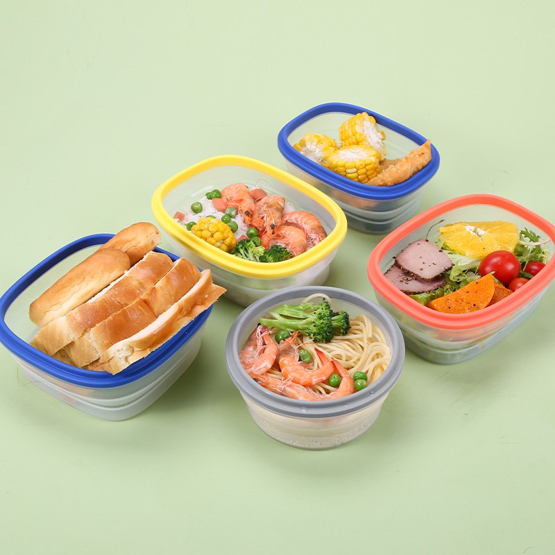Wholesale BPA Free Collapsible Bowl Food Grade Silicone Foldable Food Storage Container Set Silicone Lunch Box