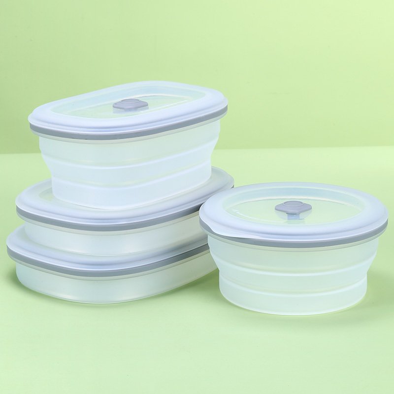 Wholesale BPA Free Collapsible Bowl Food Grade Silicone Foldable Food Storage Container Set Silicone Lunch Box