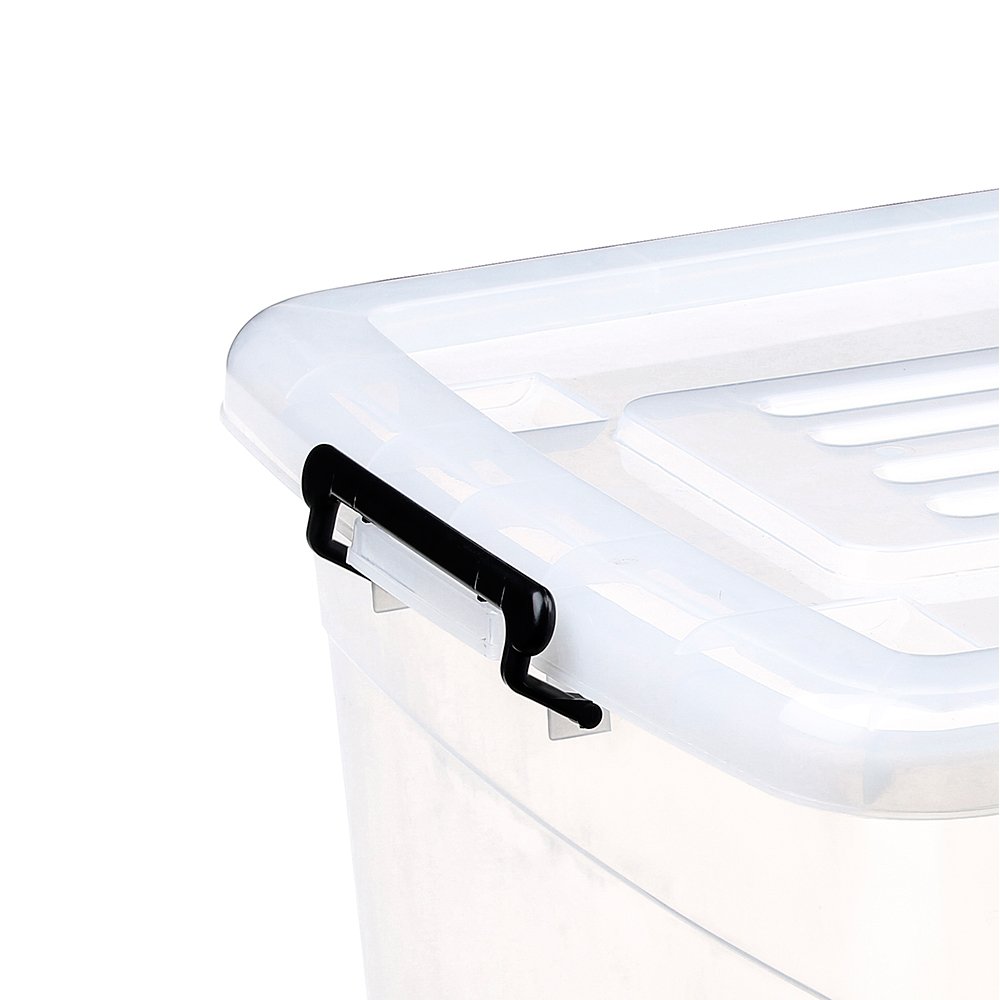 Eco friendly 130l clear plastic storage box manufacturer with handle