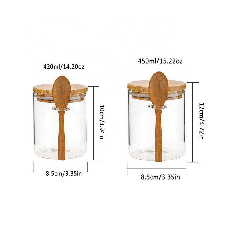 Hot Sale Food Storage Canister High Borosilicate Glass Airtight Jar Kitchen Sealed Spice Jar with Bamboo Lid for Sugar Tea