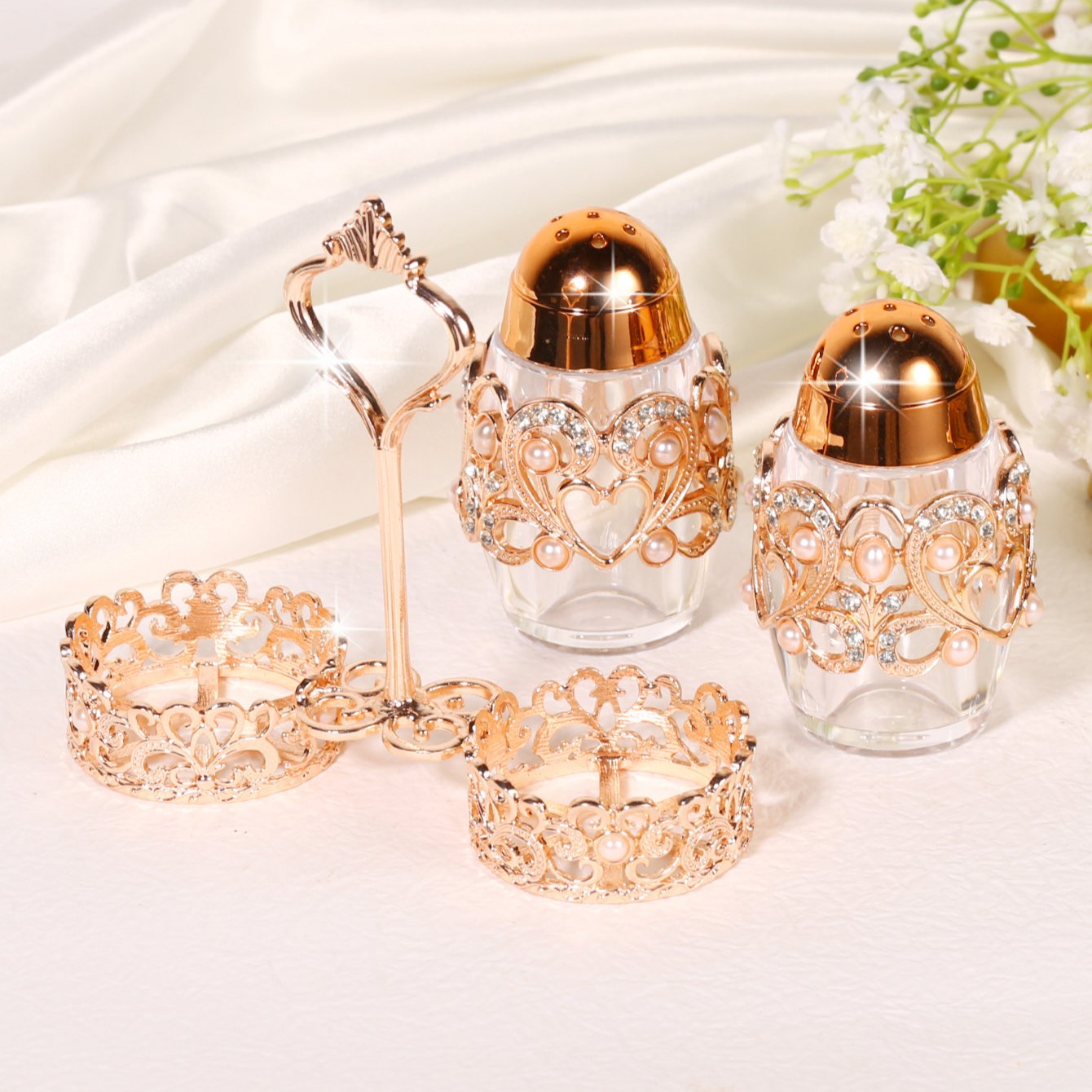 Luxury Nordic court decoration metal flavoring bottle box Gold-plated wedding decoration storage bottle