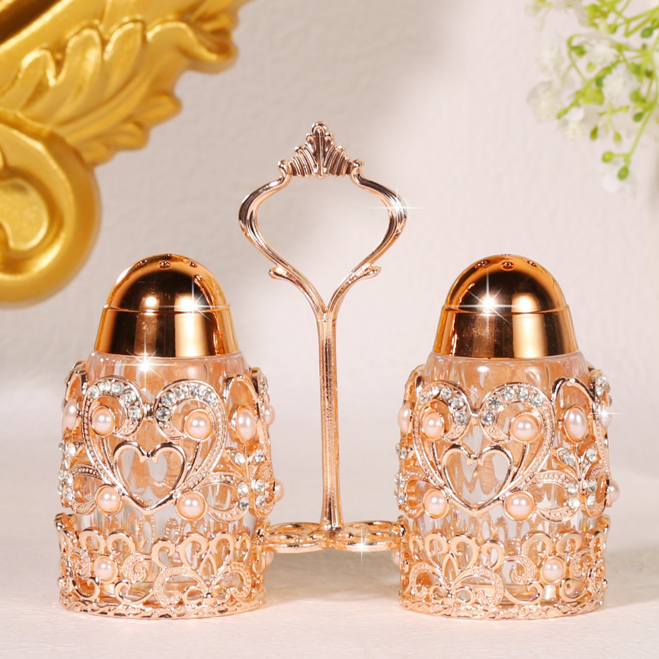 Luxury Nordic court decoration metal flavoring bottle box Gold-plated wedding decoration storage bottle