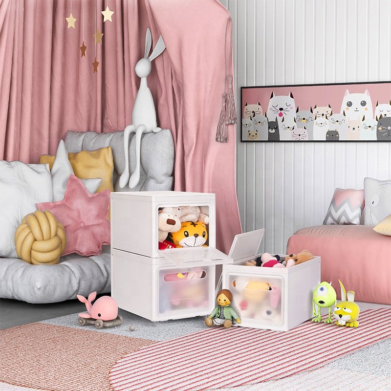 Hot Sale Top And Side Open Clear Plastic Storage Bin Multi-Purpose Storage Box with Wheels