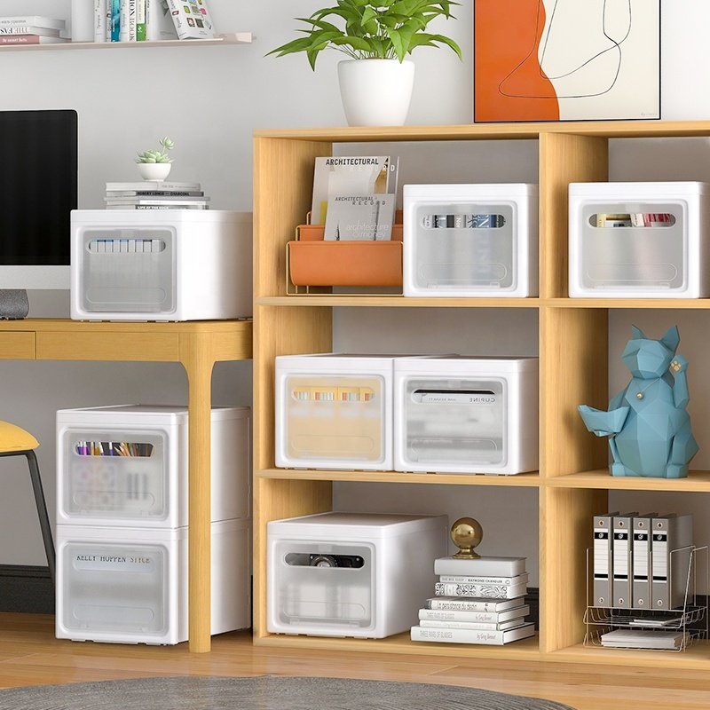 Hot Sale Top And Side Open Clear Plastic Storage Bin Multi-Purpose Storage Box with Wheels